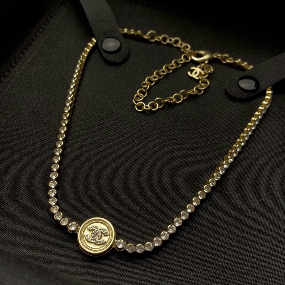 Authentic CHANEL Crystal Gold Coin Choker